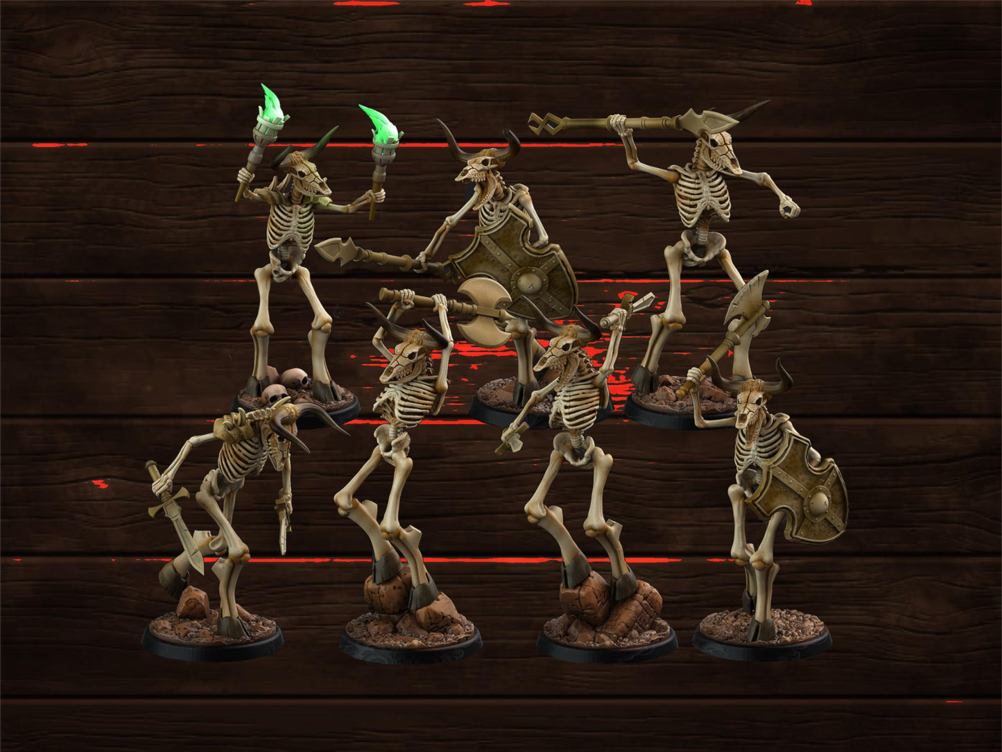 Bone Minotaur Warband | PrintYourMonsters | Tabletop Roleplaying / D&D / Wargaming miniature